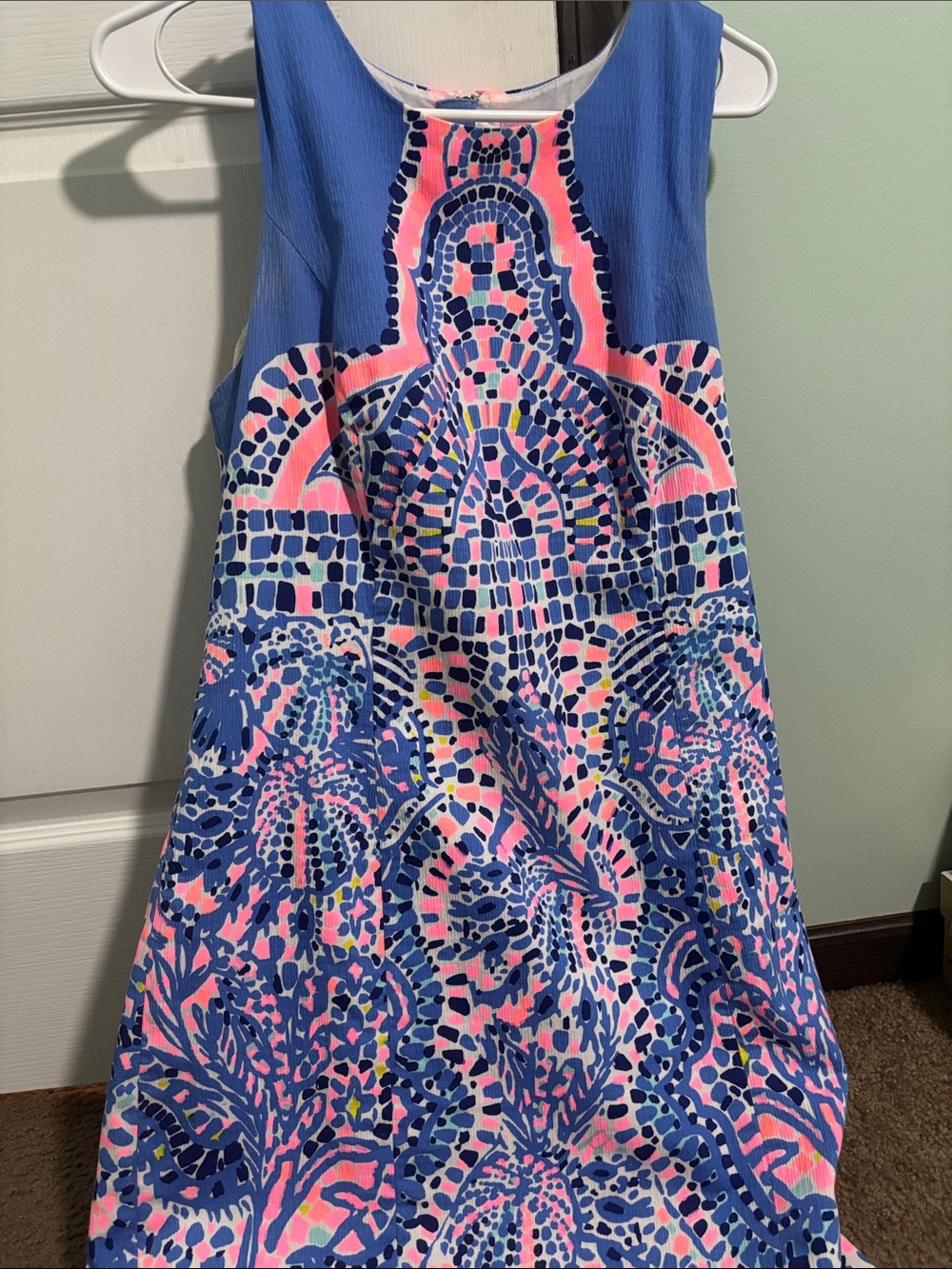 Lilly Pulitzer Blue Dress with Pink and Coral Accents